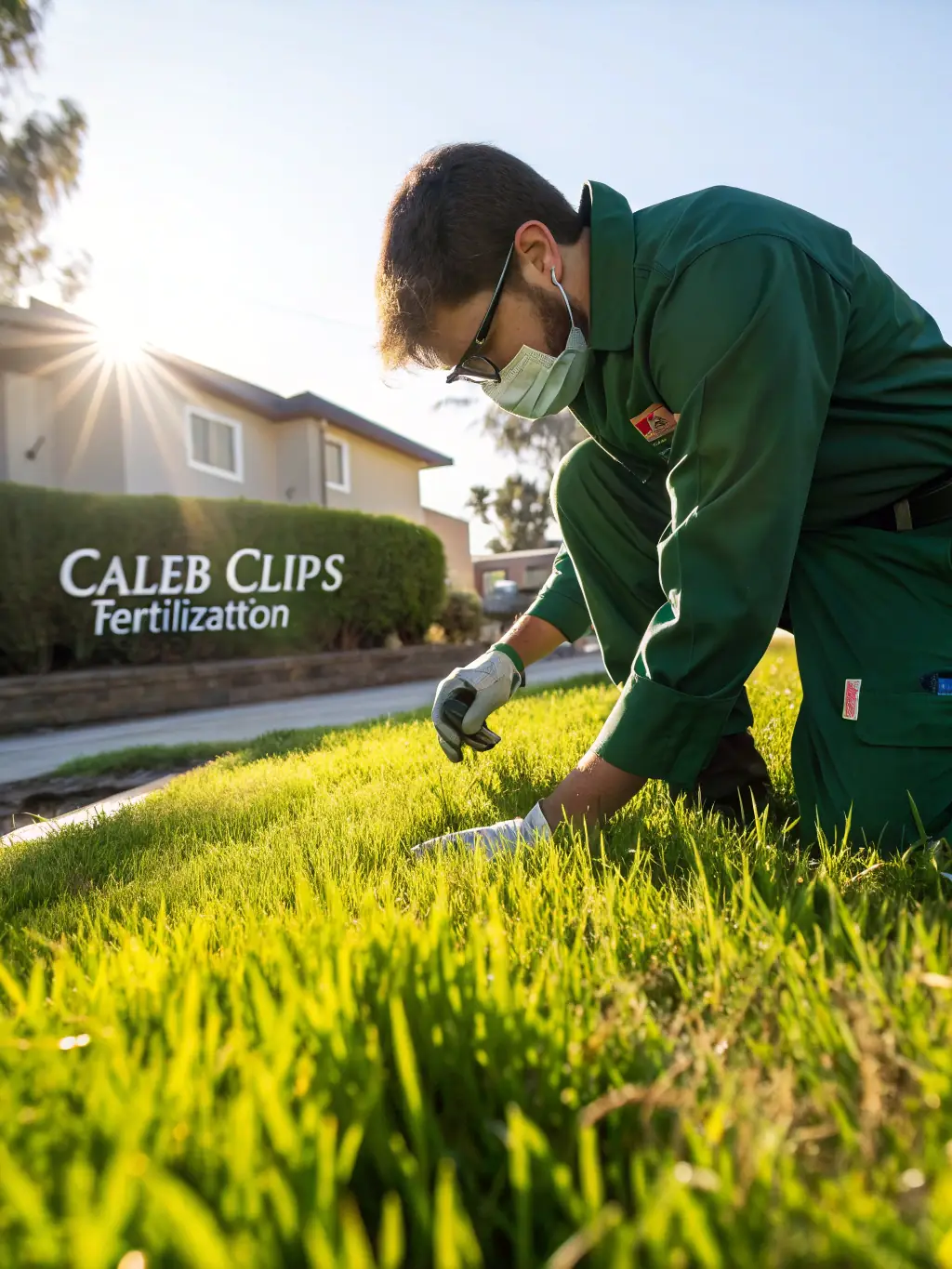 A technician applying fertilizer to a lawn, demonstrating RR Lawn Care Boise's lawn fertilization service.